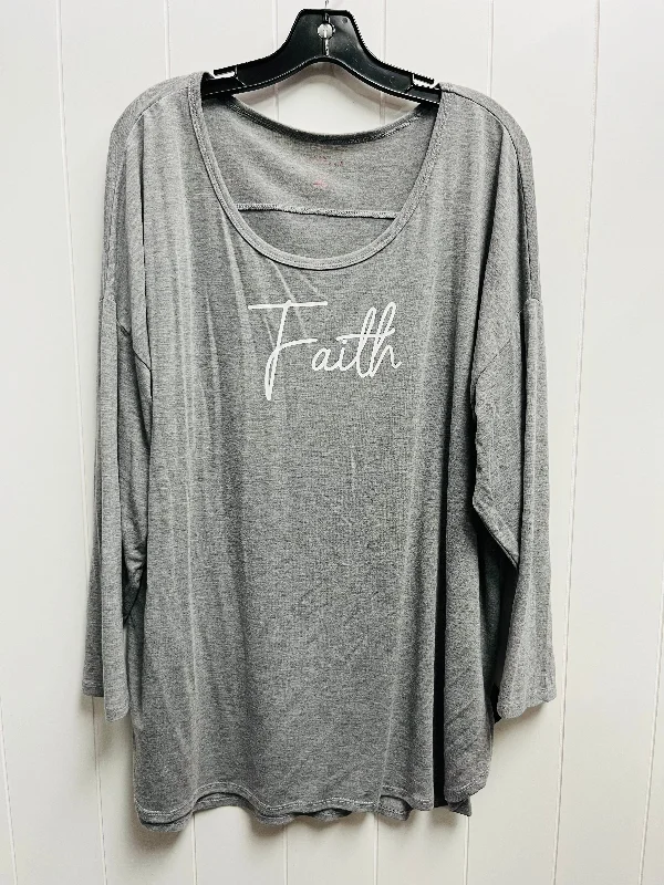 Top Long Sleeve Basic By New Directions In Grey, Size: 2x Gym