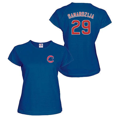 Chicago Cubs Jeff Samardzija Women's Name and Number T-Shirt Monochromatic All