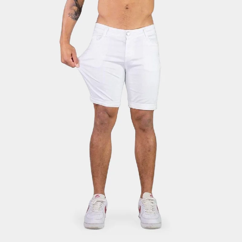 Ultra Stretch Denim Shorts - White Stylish Men's Neon