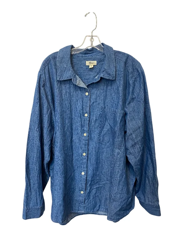 Top Long Sleeve By Style And Company In Blue, Size: 4x Masculine Men's 