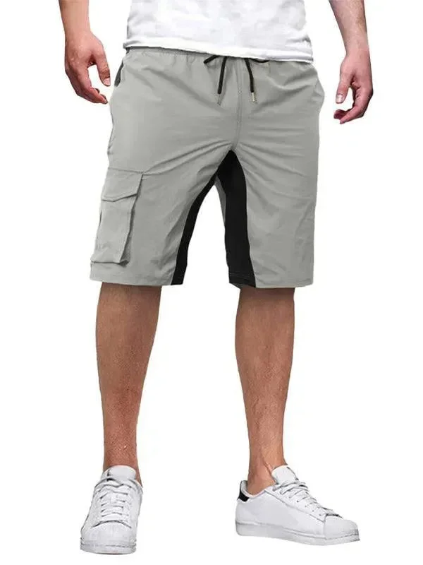 Solid Drawstring Men Cargo Shorts Modern Men's Tech