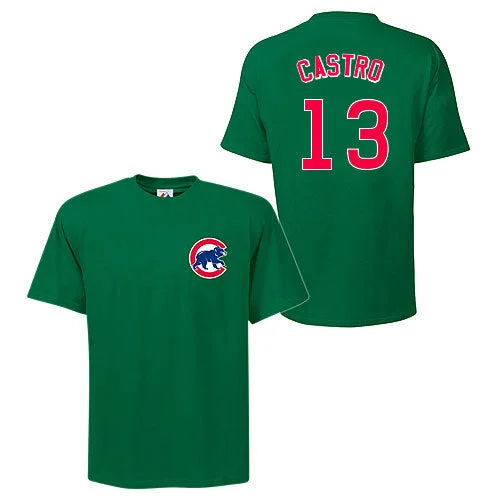 Chicago Cubs Starlin Castro Green Name and Number T-Shirt Refined Men's European