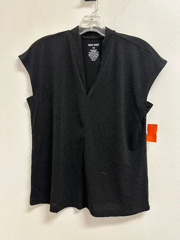 Top Short Sleeve By Nine West In Black, Size: Xs Casual Men's Loose