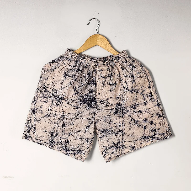 Beige - Hand Batik Printed Cotton Unisex Boxer/Shorts Refined Men's Hand