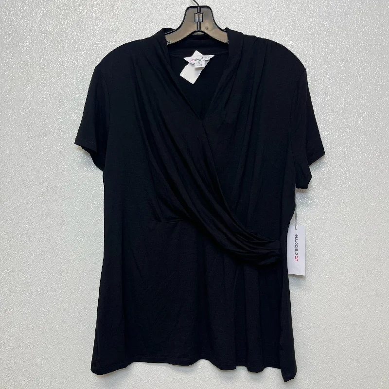 Black Top Short Sleeve Liz Claiborne O, Size L Modern Men's Geometric