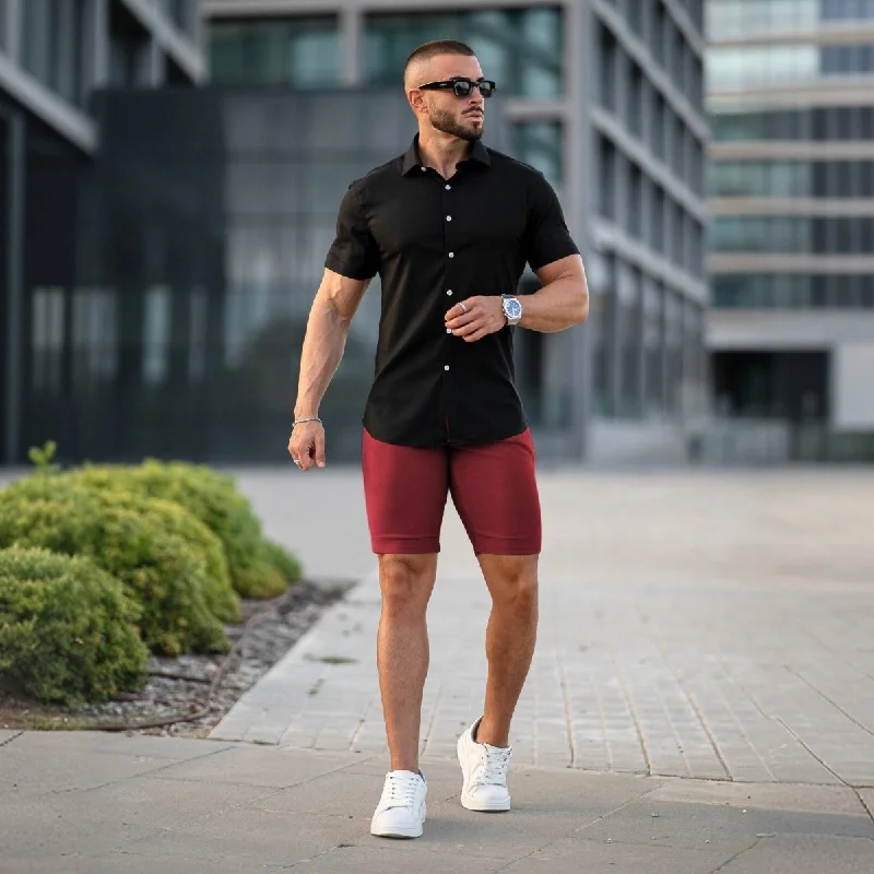 Ultra-Stretch 9” Chino Shorts - Burgundy British Gentleman Style