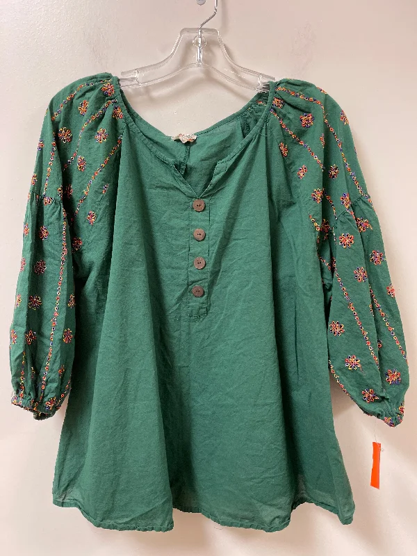 Top Long Sleeve By Clothes Mentor In Green, Size: L Business