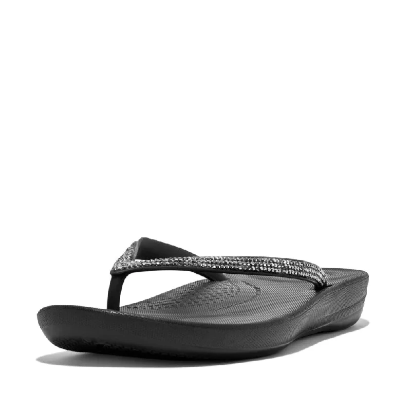 FitFlop Iqushion Sparkle Flip Flops Sandals - Black Streetwear Style