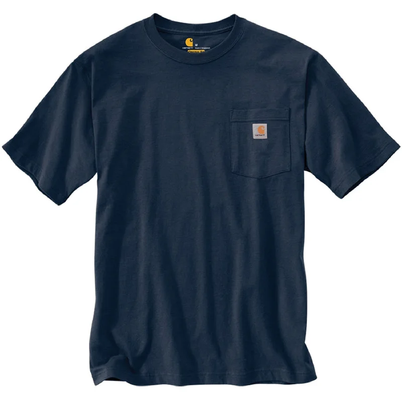 K87 - Loose Fit Heavyweight Pocket Tee, Navy Polished Men's Silk