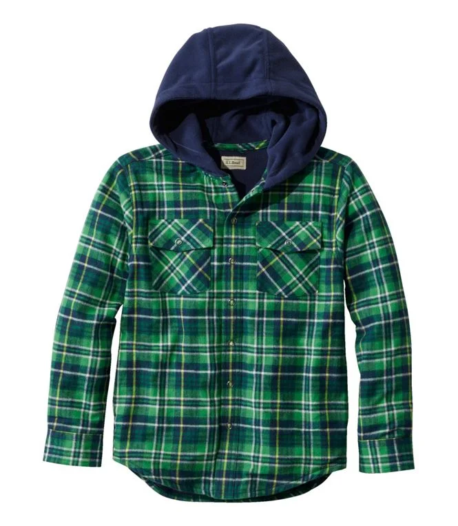 Fleece Lined Flannel Shirt Hooded Plaid Kids' Luxurious Men's High