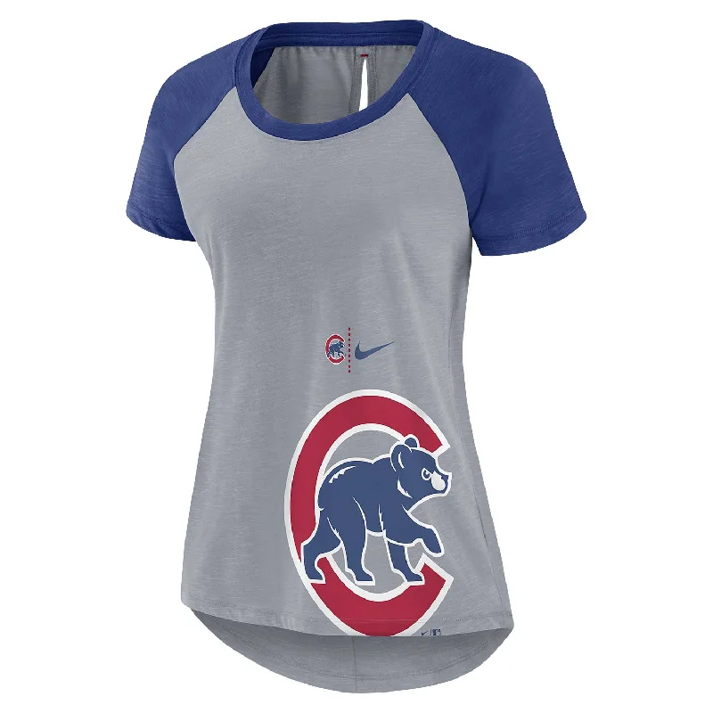 Chicago Cubs Women's Summer Breeze Slit-Back T-Shirt Minimalist Men's Casual 