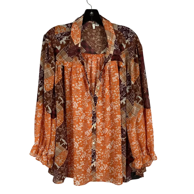 Top Long Sleeve By Cato In Orange, Size: 2x Earthy Men's Sustainable 