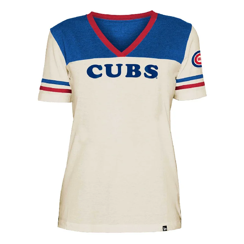 Chicago Cubs Women's Two Tone Striped T-Shirt Modern Men's Tech