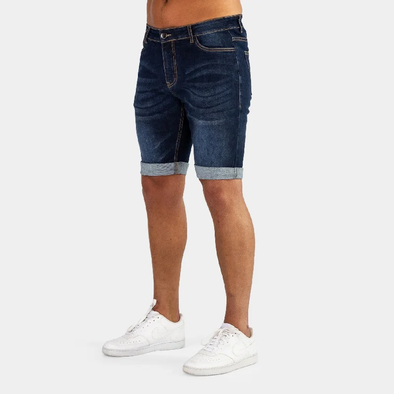 Ultra Stretch Denim Shorts - Midnight Blue Fade Trendy Men's Bucket