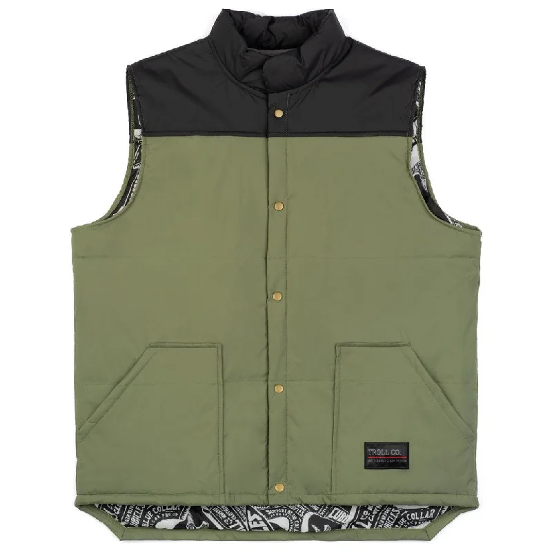 Redford Vest: Black + Military Green Organic