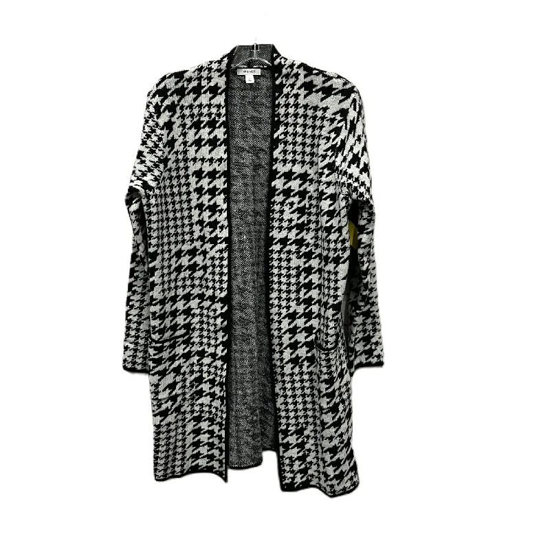 Sweater Cardigan By Nine West In Black & White, Size: L Business