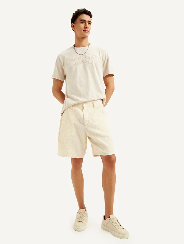 Men's Cream Tapered Shorts Refined Men's Classic 