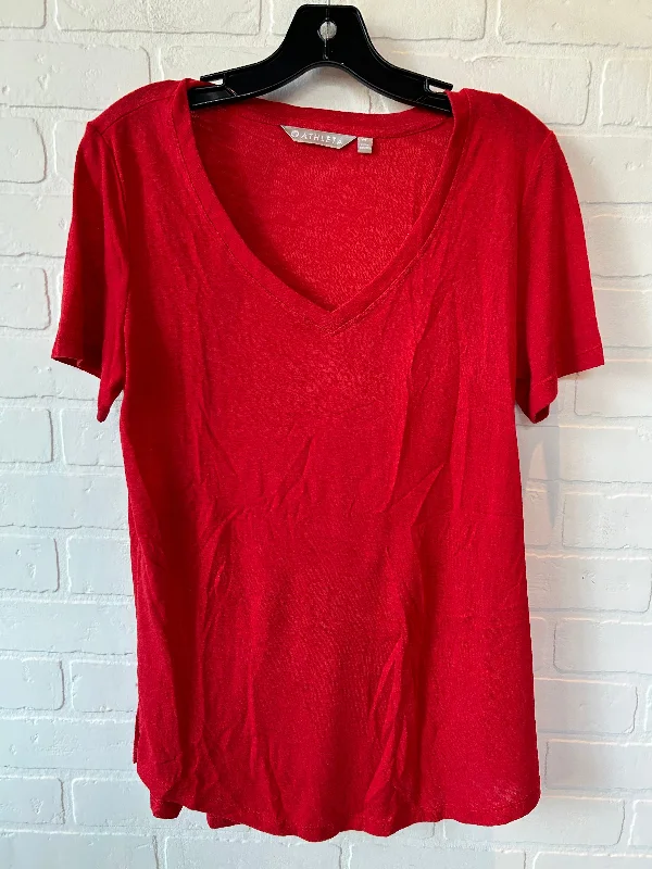 Red Athletic Top Short Sleeve Athleta, Size M Dapper Men's Bow