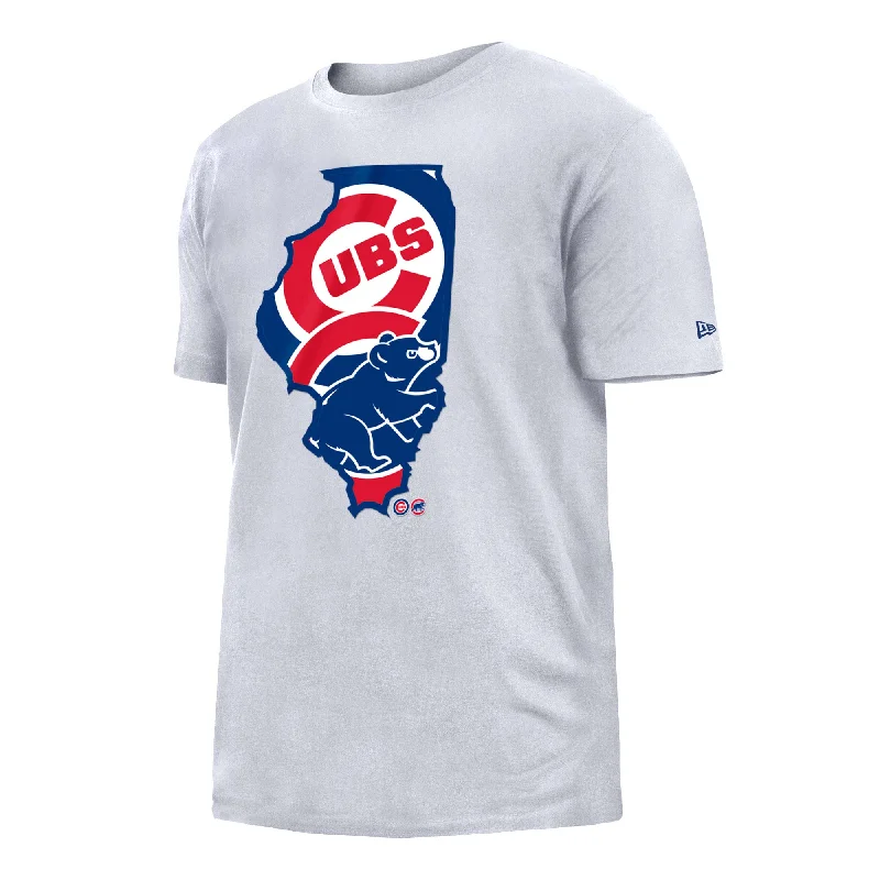 Chicago Cubs Illinois Dual Logo T-Shirt Polished Men's Silk