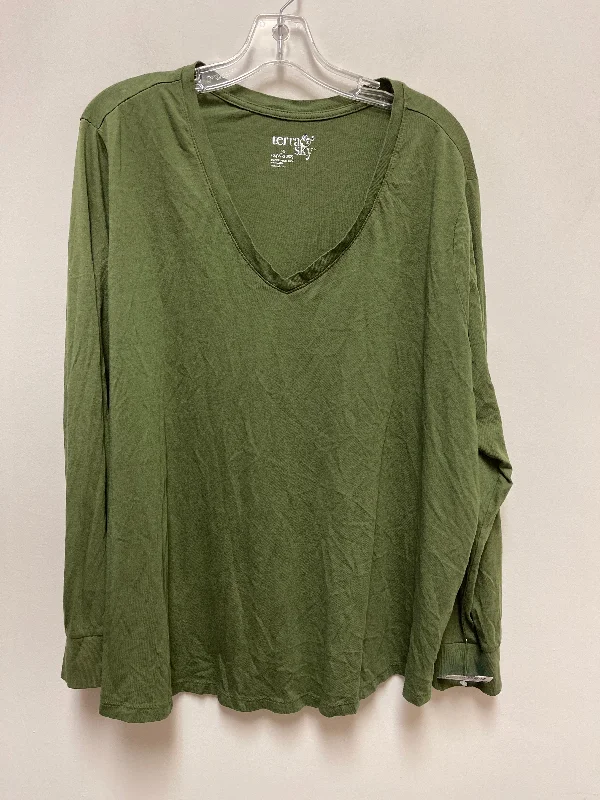 Top Long Sleeve By Terra & Sky In Green, Size: 3x Laid