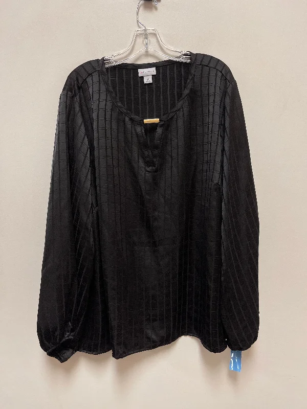 Top Long Sleeve By Liz Claiborne In Black, Size: 3x Modern Men's Tech