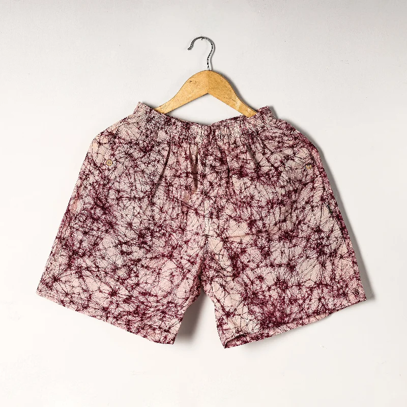 Maroon - Hand Batik Printed Cotton Unisex Boxer/Shorts Unique Men's Upcycled