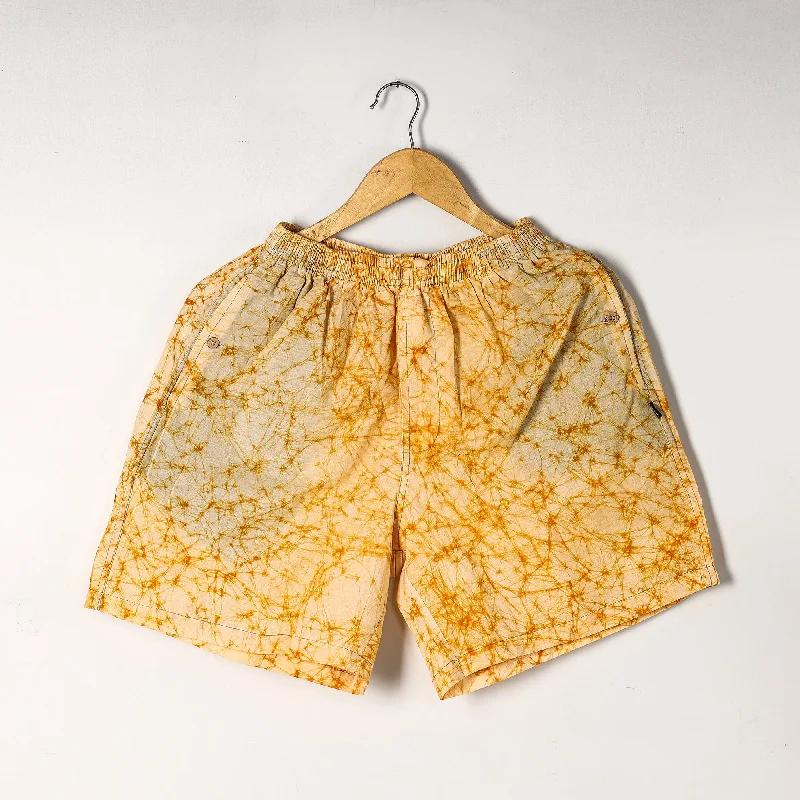 yellow - Hand Batik Printed Cotton Unisex Boxer/Shorts Confident Men's Power