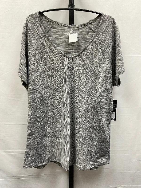 Grey Athletic Top Short Sleeve 90 Degrees By Reflex, Size 1x Cozy Men's Winter