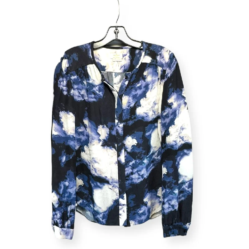 Dusk Clouds Print Crepe Blouse By Kate Spade  Size: 8 Trendy Men's Oversized