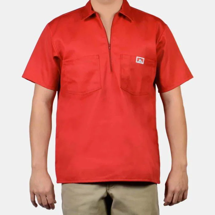 1/2 Zipper Short Sleeve - Red Hip Men's Urban