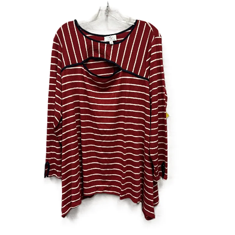 Top Long Sleeve By Cme In Red & White, Size: 3x Preppy Men's College