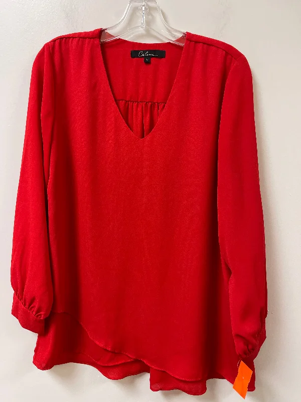 Top Long Sleeve By Calessa In Red, Size: L Practical Men's Quick