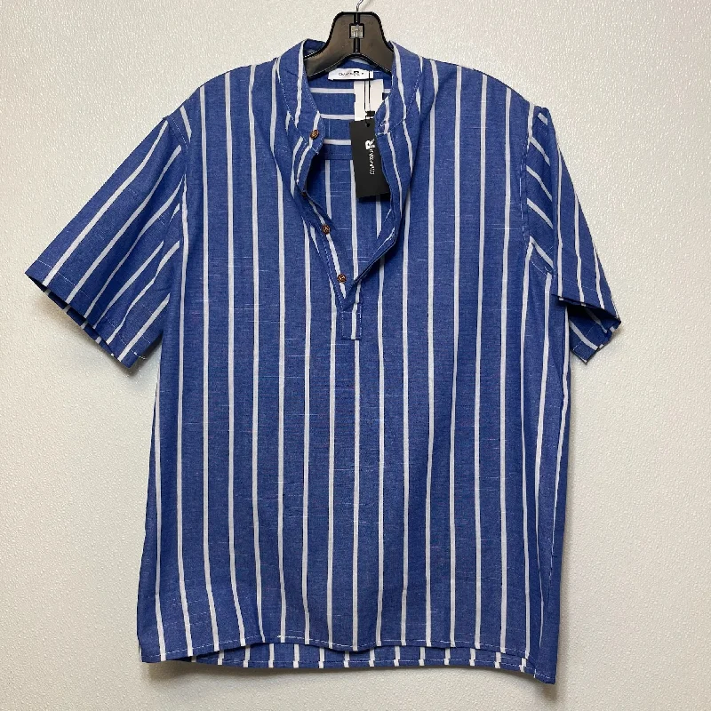 Blue Top Short Sleeve Clothes Mentor, Size M Preppy Men's College