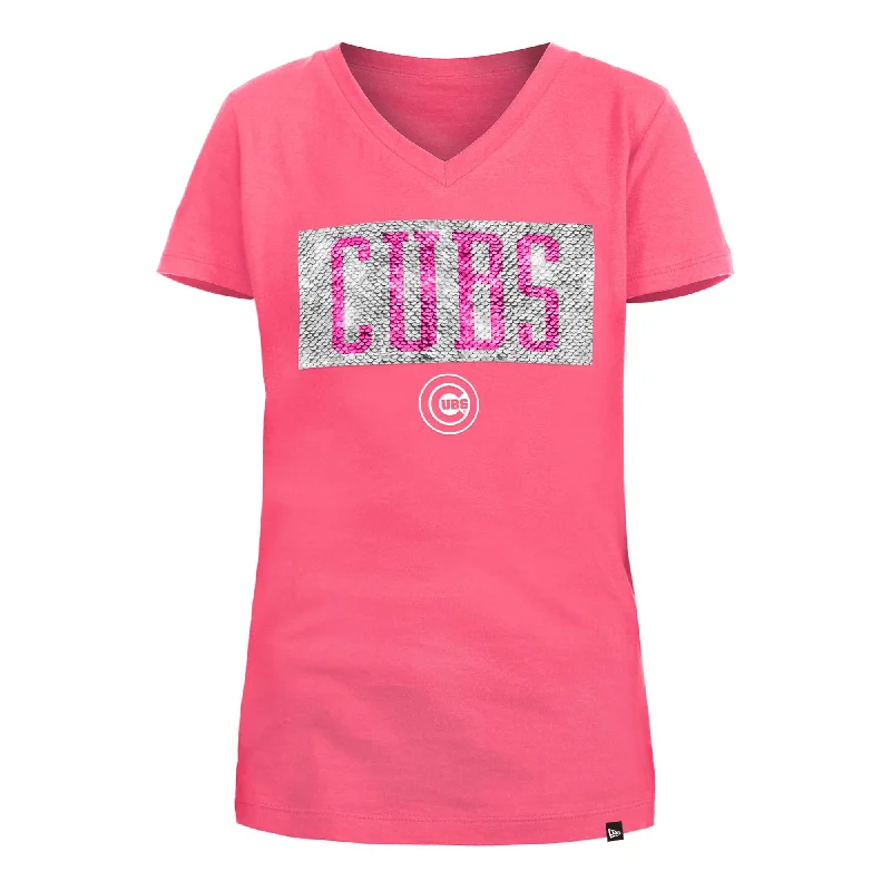 Chicago Cubs Youth Girls Sequin T-Shirt Elegant Men's Cashmere