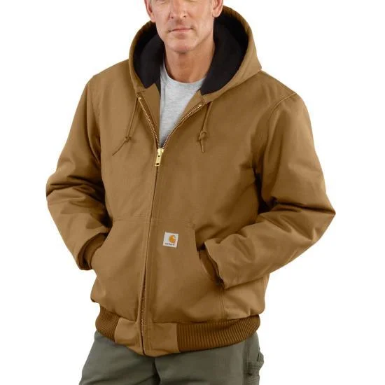 Duck Active Jacket - Quilted Flannel Lined - Carhartt Brown Stylish Men's Neon