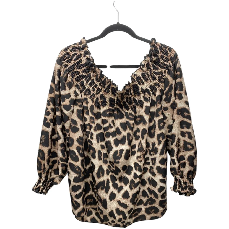 Top Long Sleeve By Clothes Mentor In Animal Print, Size: 2x Elegant Men's Cashmere