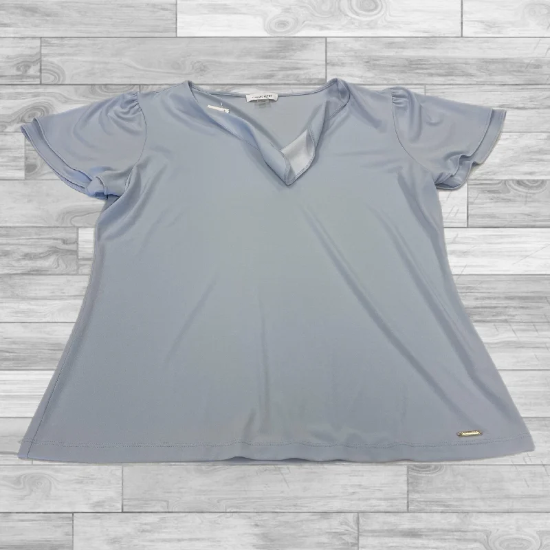 Top Short Sleeve By Calvin Klein In Blue, Size: L Laid