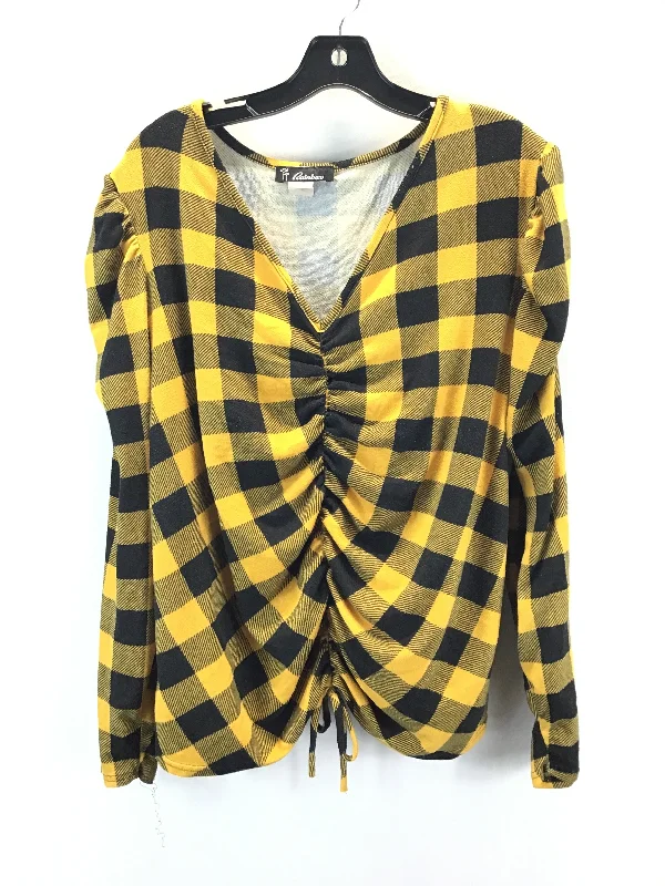 Top Long Sleeve By Clothes Mentor In Black & Yellow, Size: 3x Laid