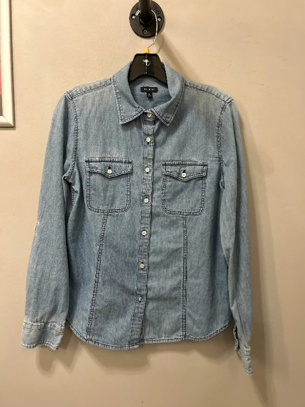 Top Long Sleeve By Talbots In Blue Denim, Size: M Trendy Men's Oversized