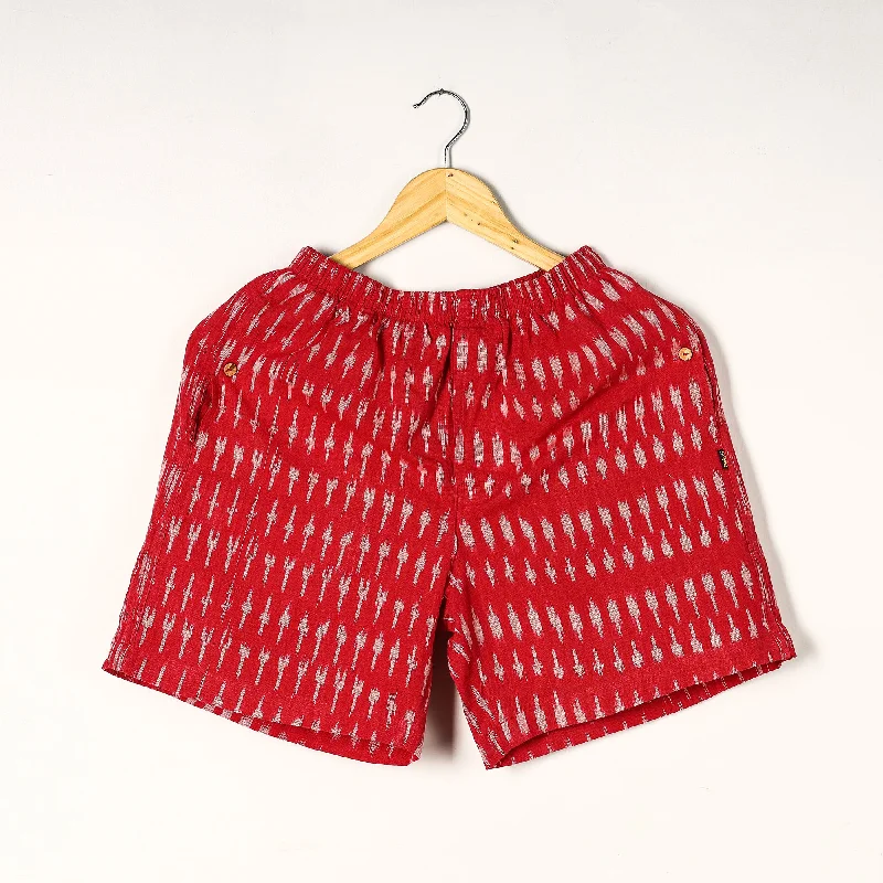 Red - Pochampally Ikat Cotton Unisex Boxer/Shorts Unique Men's Patch