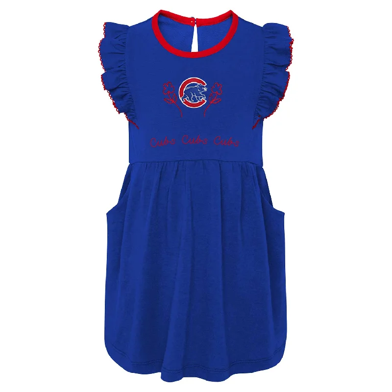 Chicago Cubs Toddler Girls Infielder Ruffle Sleeve Dress Luxurious Men's High