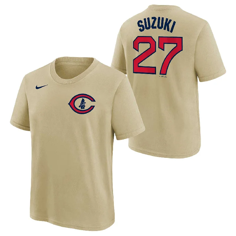 Chicago Cubs Youth Seiya Suzuki 2022 Field of Dreams Name & Number T-Shirt Relaxed Men's Beach