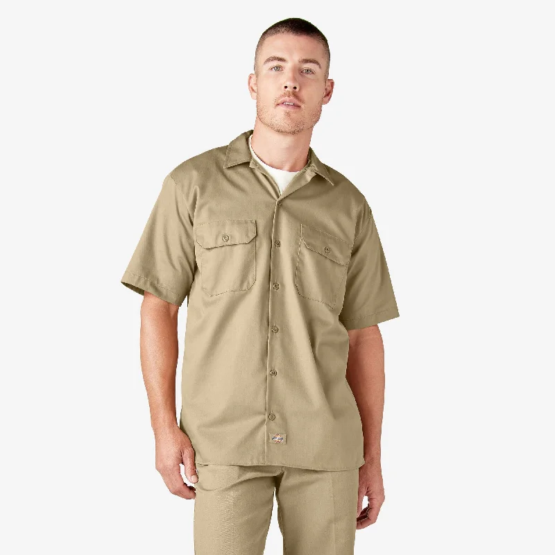 Short Sleeve Work Shirt, Khaki Refined Men's Hand