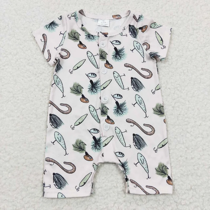 SR0259 Fishing Boys Short Sleeve Romper Hip Men's Retro