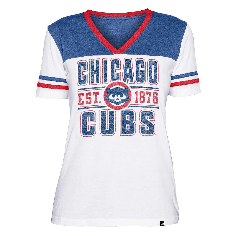 Chicago Cubs Women's 1984 Crossover V-Neck T-Shirt Trendy Men's Scandinavian