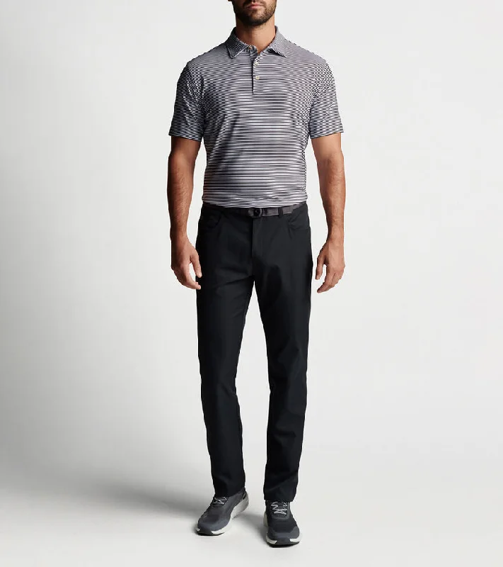 Peter Millar Hales Performance Polo Shirt - Black Cool Men's Distressed