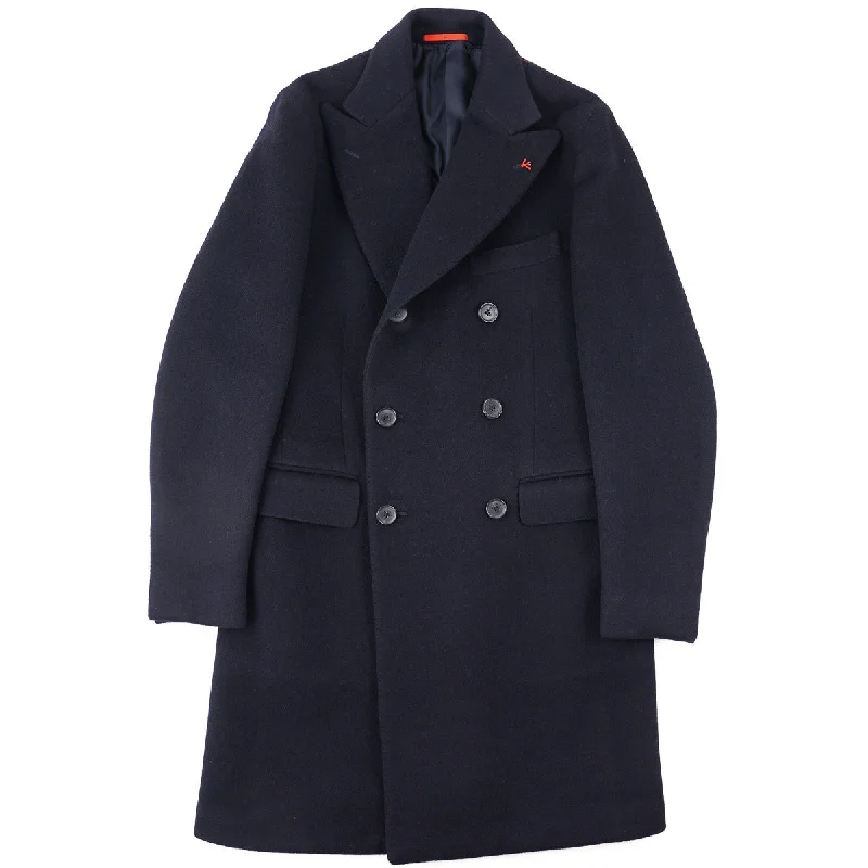 Isaia 'Portofino' Slim-Fit Cashmere Overcoat Unique Men's Patch