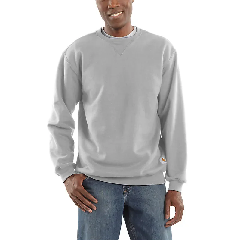 K124 Loose Midweight Crewneck Sweatshirt - Heather Grey Preppy Men's College