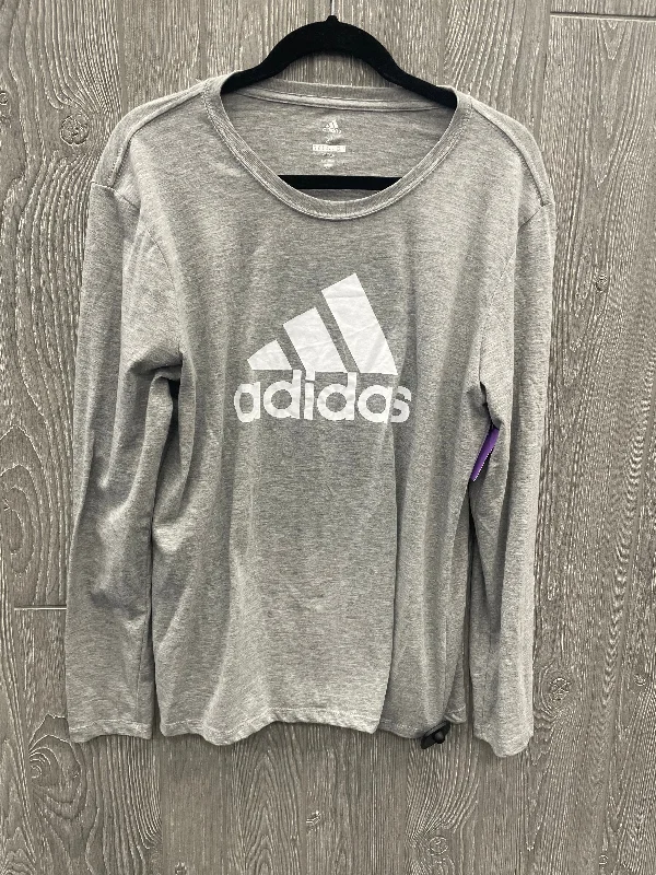 Grey Athletic Top Long Sleeve Crewneck Adidas, Size Xl Gym