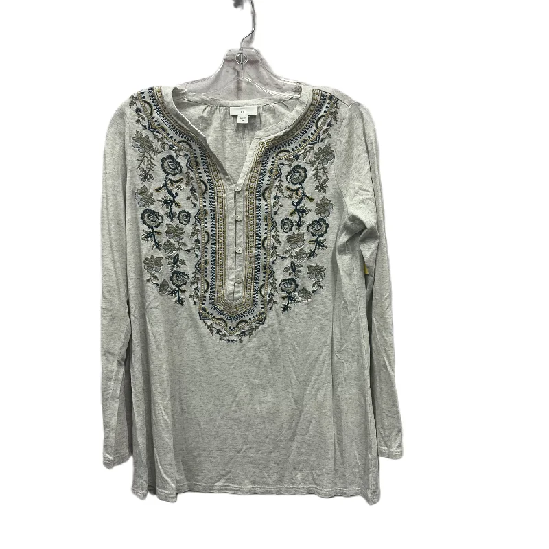 Top Long Sleeve By J. Jill In Grey, Size: Xs Monochromatic Office Style